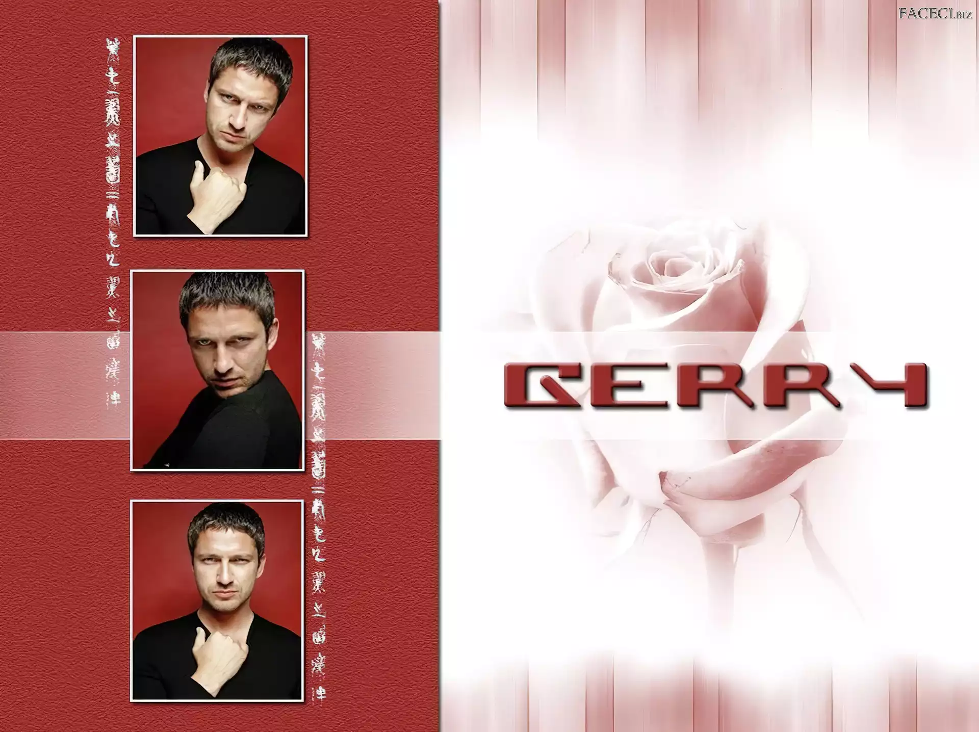 czarna koszulka, Gerard Butler, jasne włosy